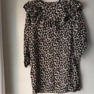 Floral Ruffle Black Dress